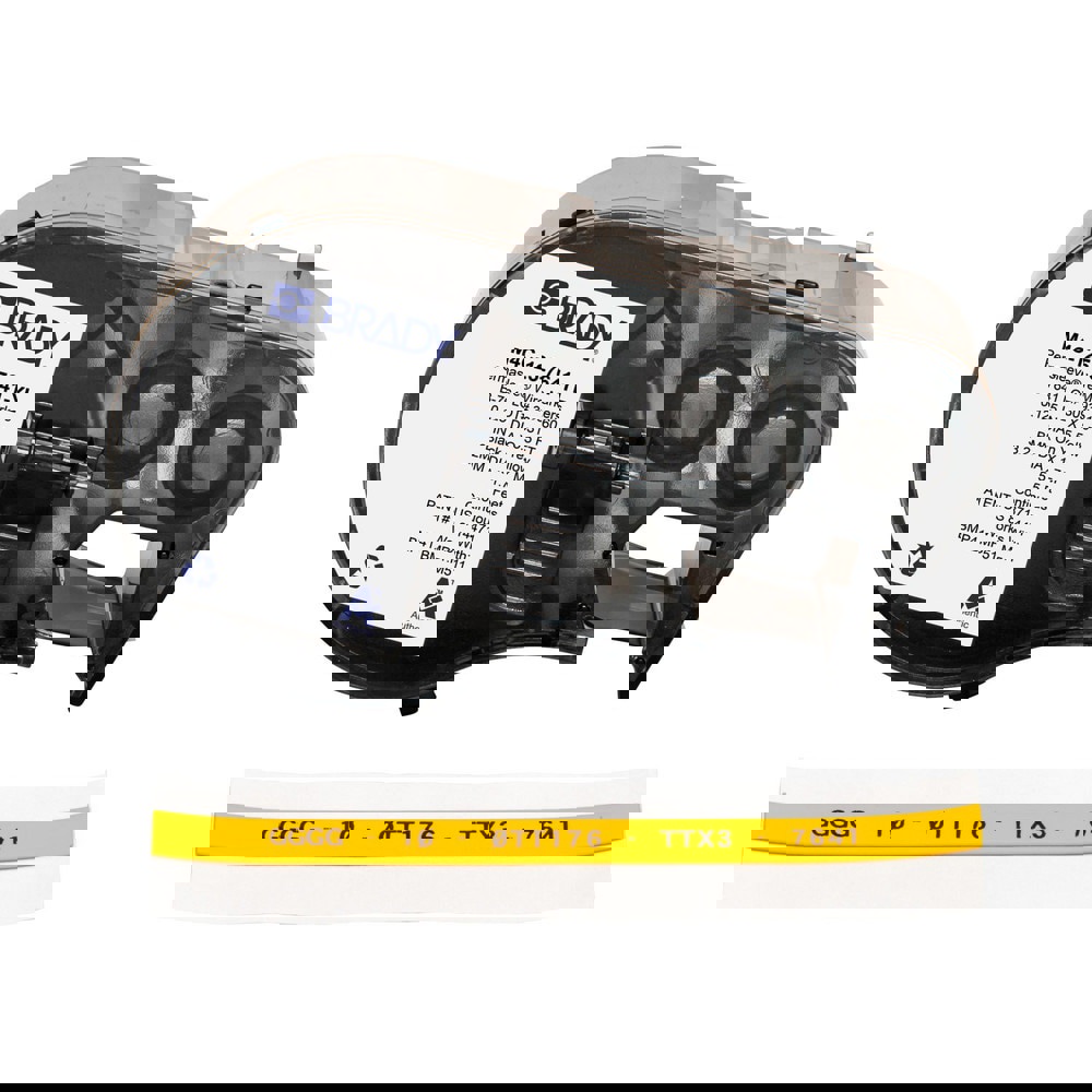 Labels, Ribbons & Tapes; Application: Heat Shrink Labels ; Type: Heat Shrink Labels ; Color Family: Yellow ; Color: Black on Yellow ; Label Diameter (Inch): 1/8 ; For Use With: BMP41; BMP51; BMP53; M511